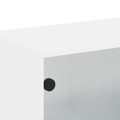 Wall Cabinet with Glass Doors White 68,5x37x35 cm