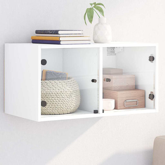 Wall Cabinet with Glass Doors White 68,5x37x35 cm
