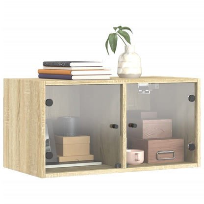 Wall Cabinet with Glass Doors Sonoma Oak 68.5x37x35 cm