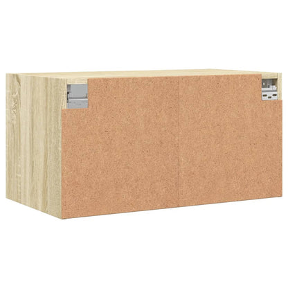 Wall Cabinet with Glass Doors Sonoma Oak 68.5x37x35 cm