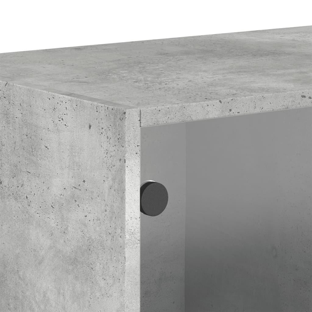 Wall Cabinets with Glass Doors 2 pcs Concrete Grey 68.5x37x35 cm