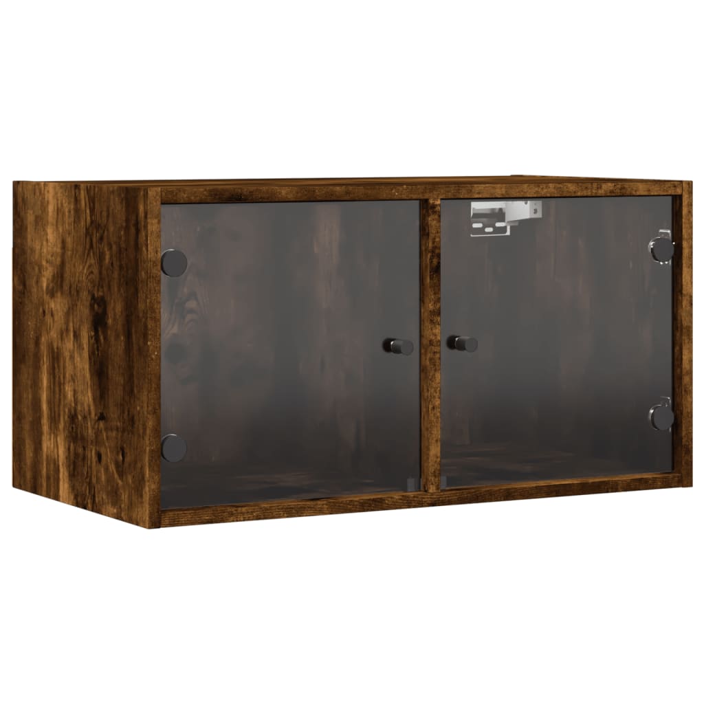 Wall Cabinets with Glass Doors 2 pcs Smoked Oak 68.5x37x35 cm