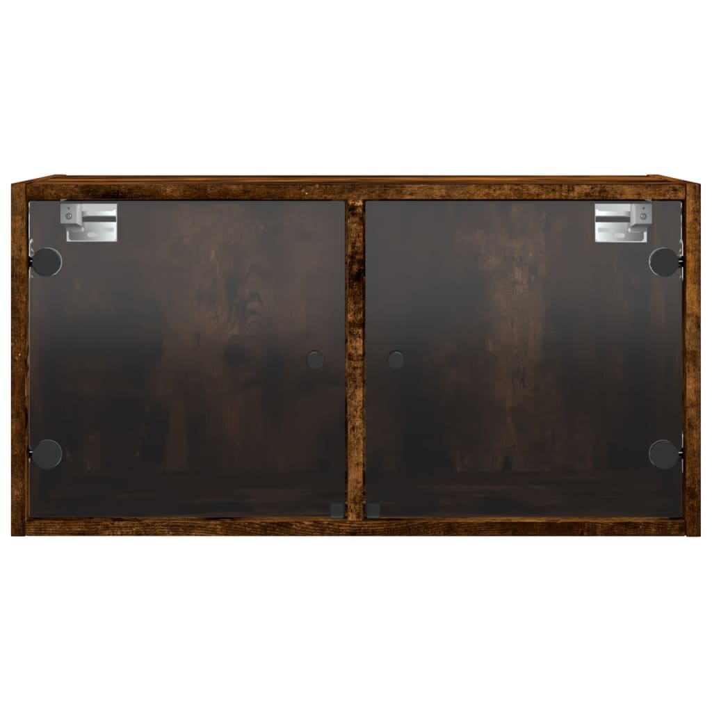 Wall Cabinets with Glass Doors 2 pcs Smoked Oak 68.5x37x35 cm