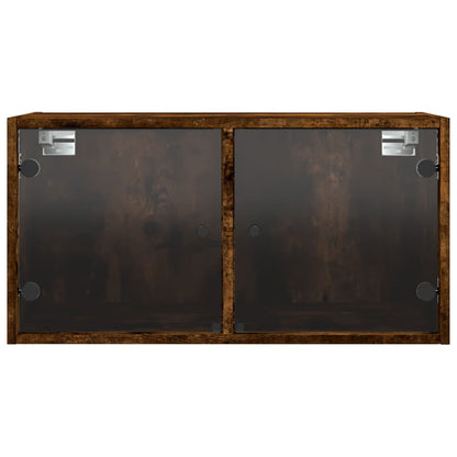 Wall Cabinets with Glass Doors 2 pcs Smoked Oak 68.5x37x35 cm
