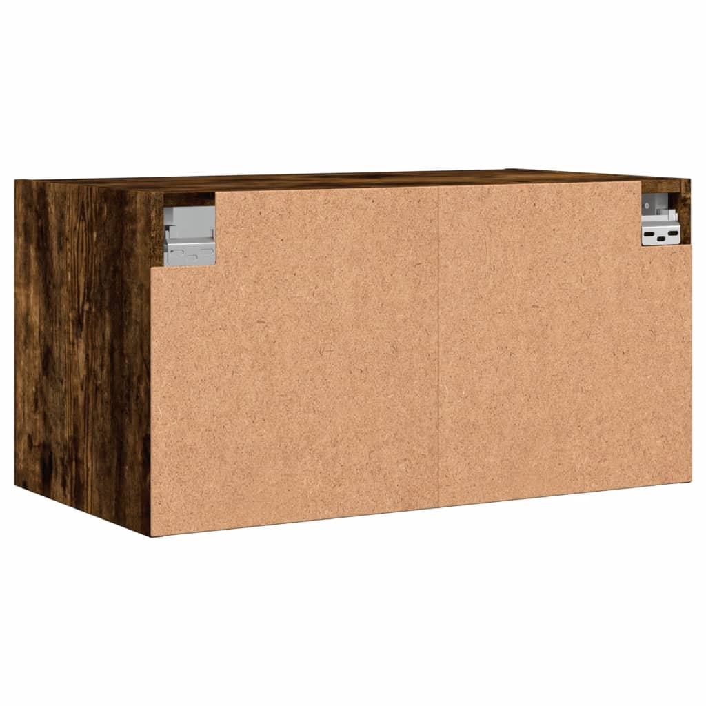 Wall Cabinets with Glass Doors 2 pcs Smoked Oak 68.5x37x35 cm