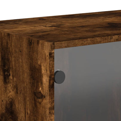 Wall Cabinets with Glass Doors 2 pcs Smoked Oak 68.5x37x35 cm