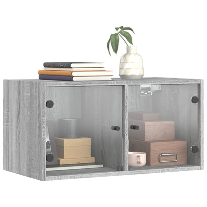 Wall Cabinets with Glass Doors 2 pcs Grey Sonoma 68.5x37x35 cm