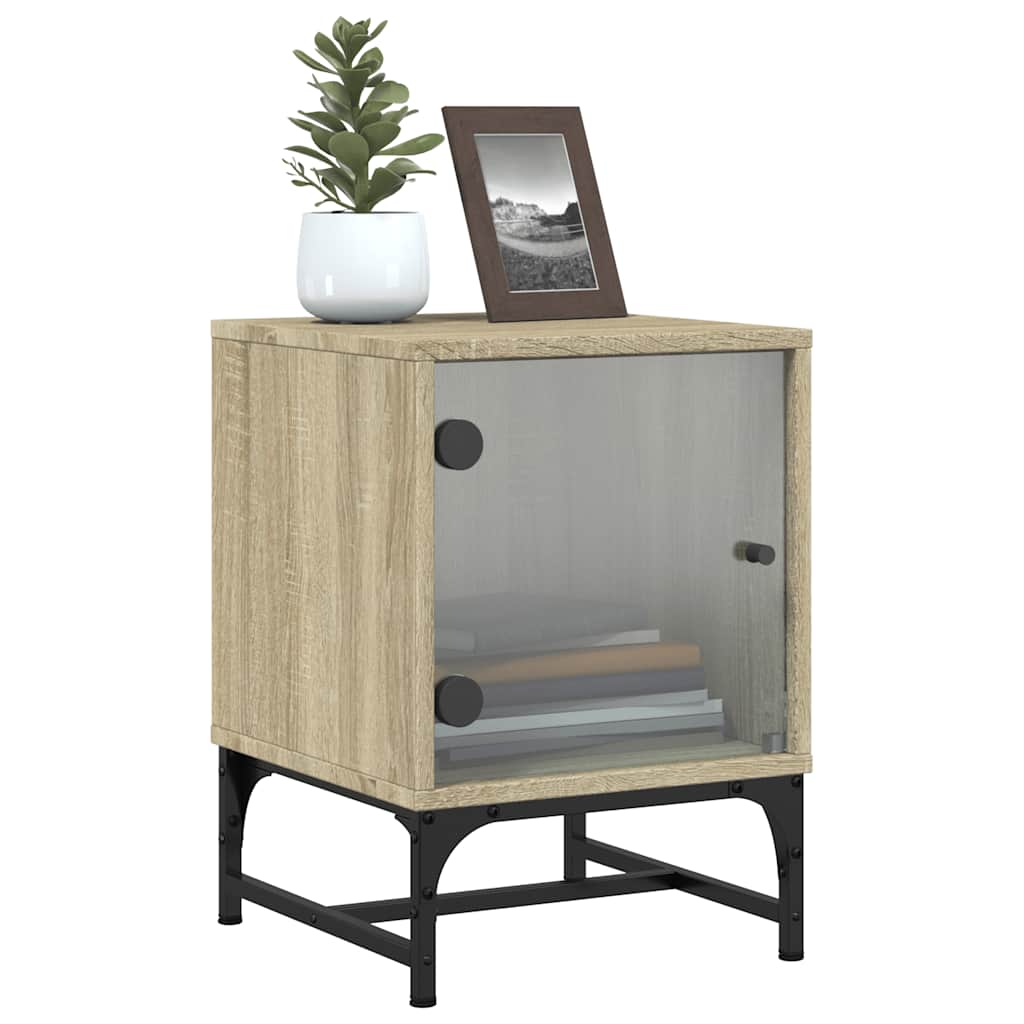 Bedside Cabinets with Glass Doors 2 pcs Sonoma Oak 35x37x50 cm