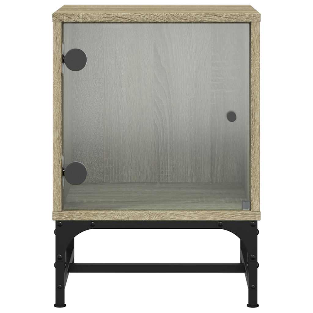 Bedside Cabinets with Glass Doors 2 pcs Sonoma Oak 35x37x50 cm