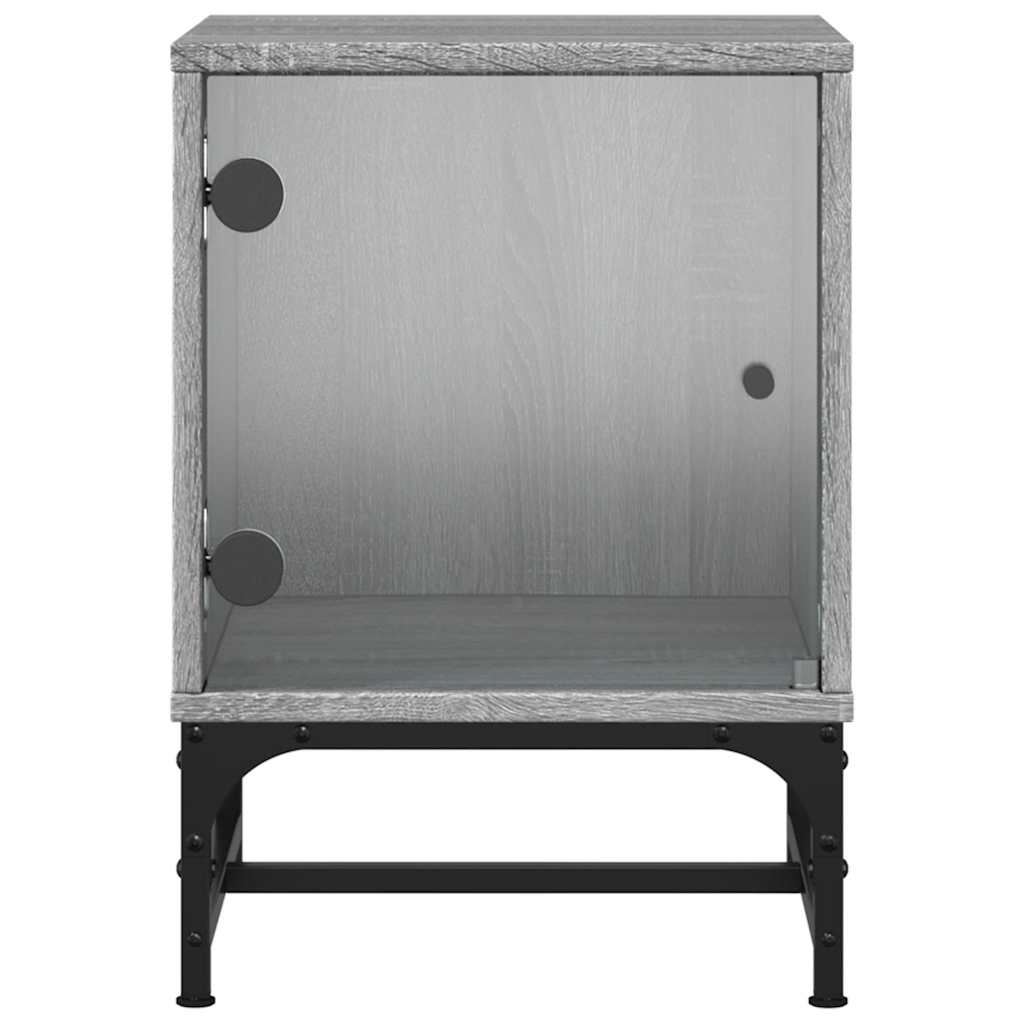 Bedside Cabinet with Glass Door Grey Sonoma 35x37x50 cm