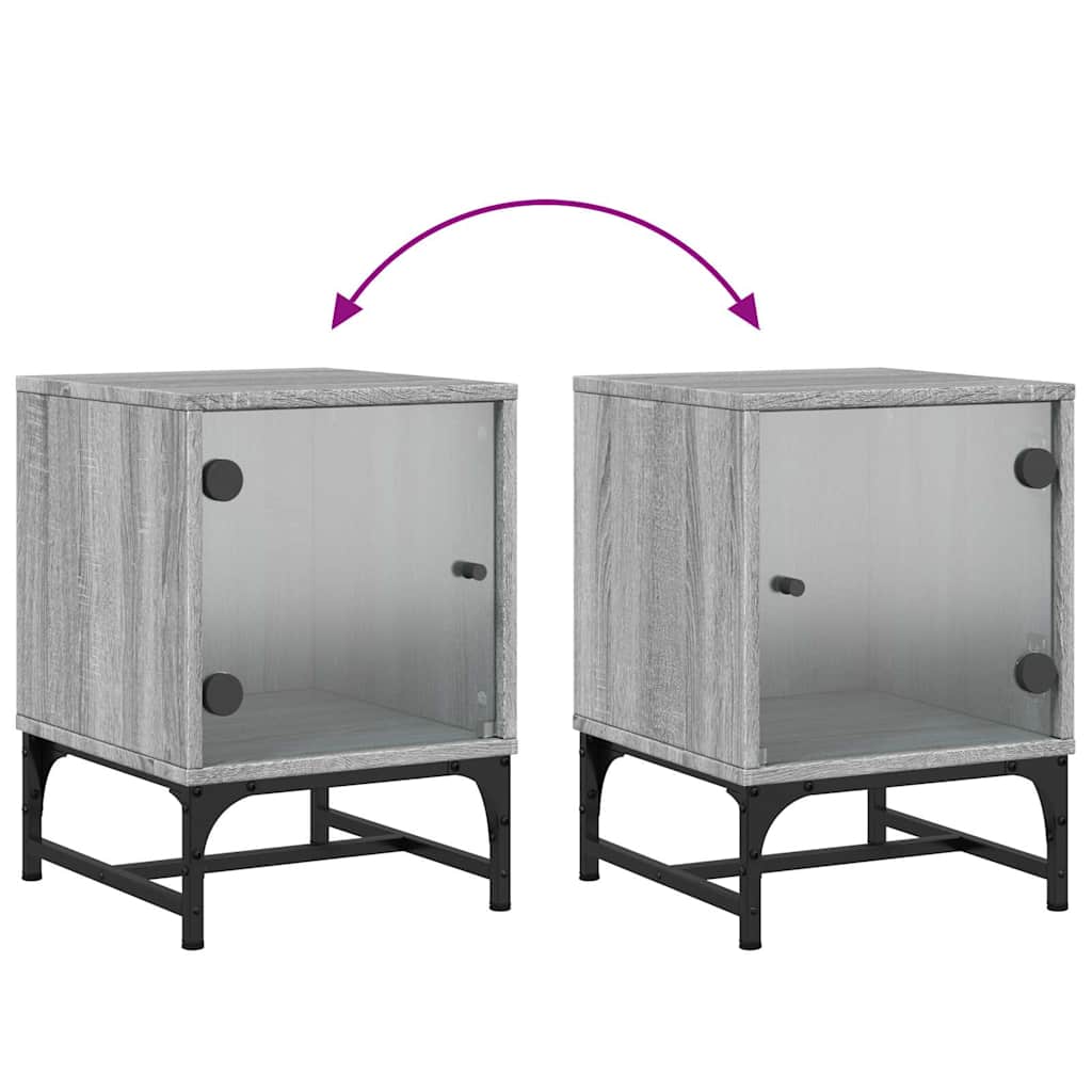 Bedside Cabinet with Glass Door Grey Sonoma 35x37x50 cm