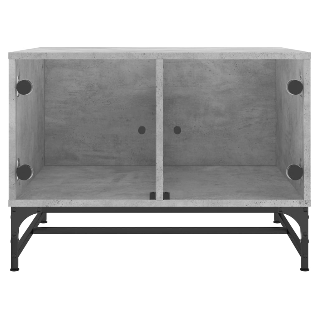 Coffee Table with Glass Doors Concrete Grey 68.5x50x50 cm