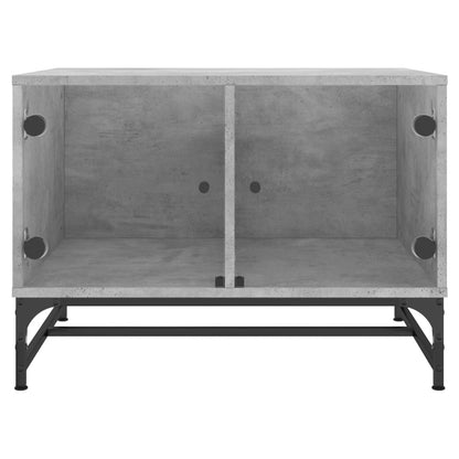 Coffee Table with Glass Doors Concrete Grey 68.5x50x50 cm