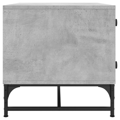 Coffee Table with Glass Doors Concrete Grey 68.5x50x50 cm