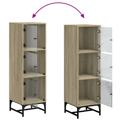 Highboard with Glass Doors Sonoma Oak 35x37x120 cm