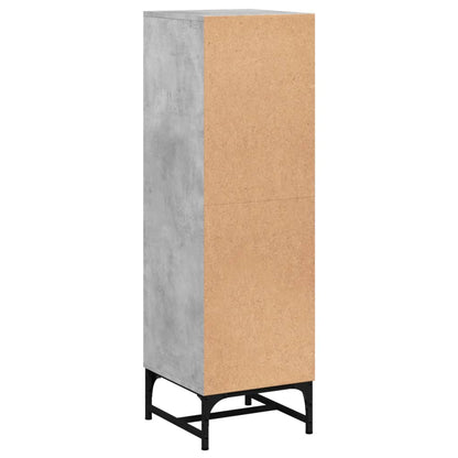 Highboard with Glass Doors Concrete Grey 35x37x120 cm