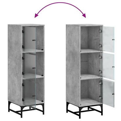 Highboard with Glass Doors Concrete Grey 35x37x120 cm