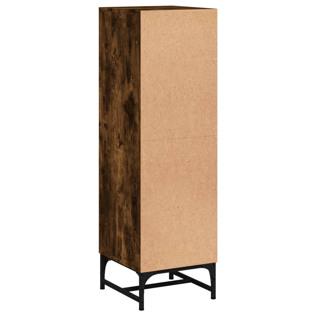 Highboard with Glass Doors Smoked Oak 35x37x120 cm