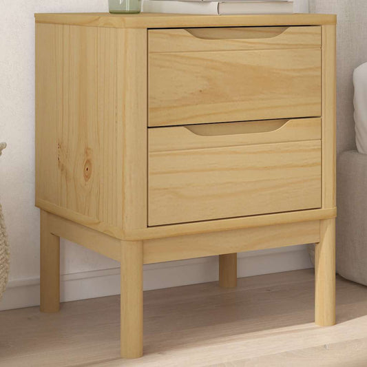 Bedside Cabinet "FLORO" Wax Brown 45x39x57 cm Solid Wood Pine