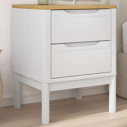 Bedside Cabinet "FLORO" White 45x39x57 cm Solid Wood Pine