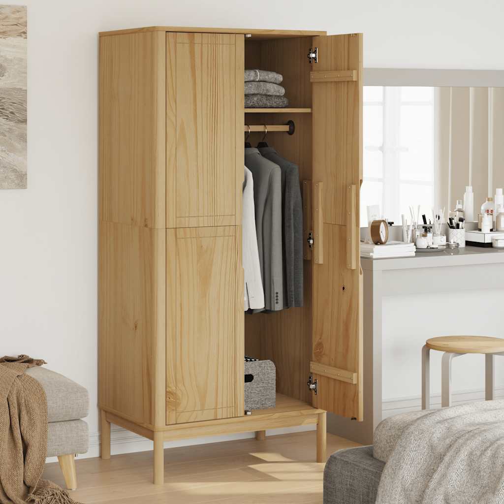 Wardrobe "FLORO" Wax Brown 77x53x171 cm Solid Wood Pine