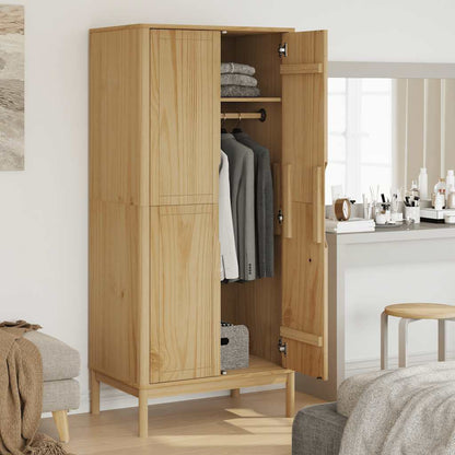 Wardrobe "FLORO" Wax Brown 77x53x171 cm Solid Wood Pine