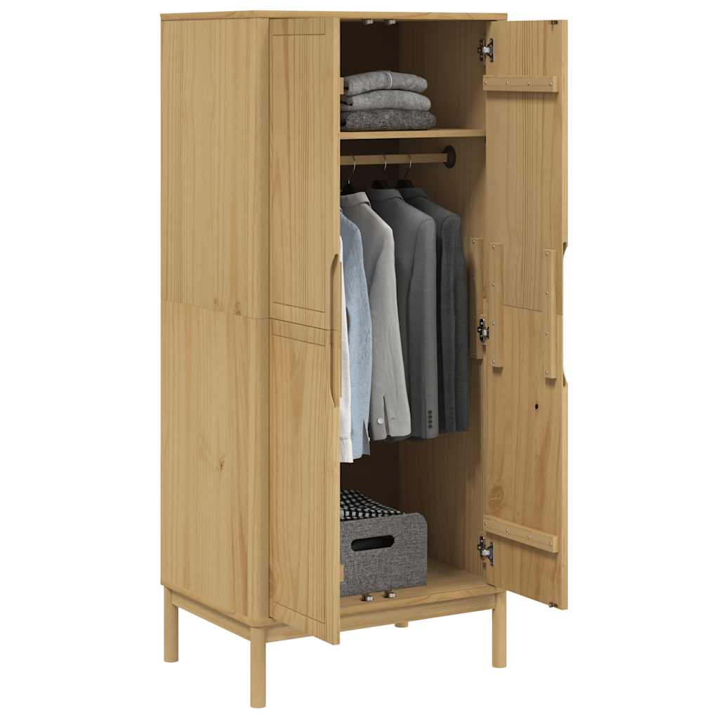 Wardrobe "FLORO" Wax Brown 77x53x171 cm Solid Wood Pine