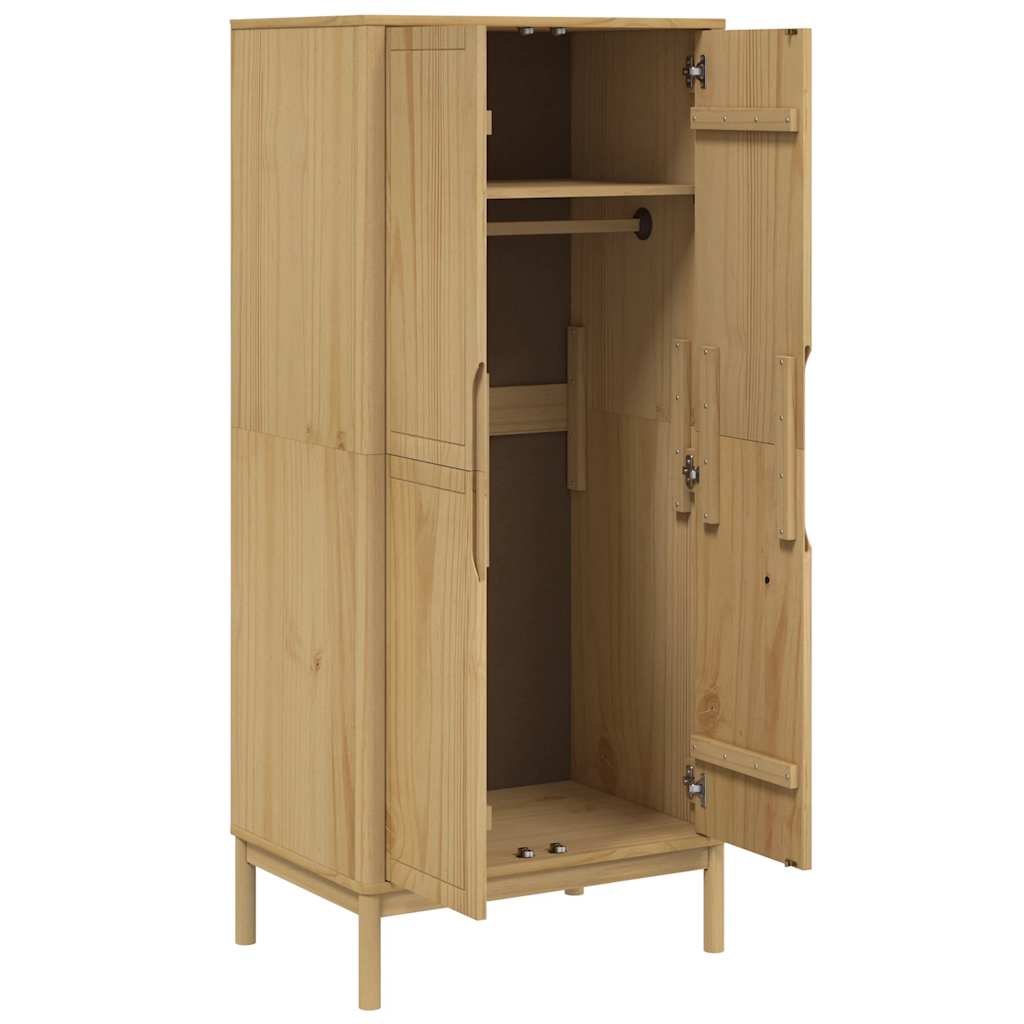 Wardrobe "FLORO" Wax Brown 77x53x171 cm Solid Wood Pine