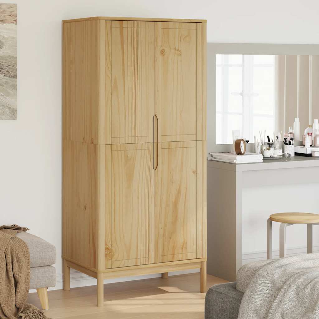 Wardrobe "FLORO" Wax Brown 77x53x171 cm Solid Wood Pine