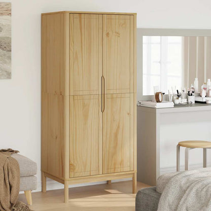 Wardrobe "FLORO" Wax Brown 77x53x171 cm Solid Wood Pine