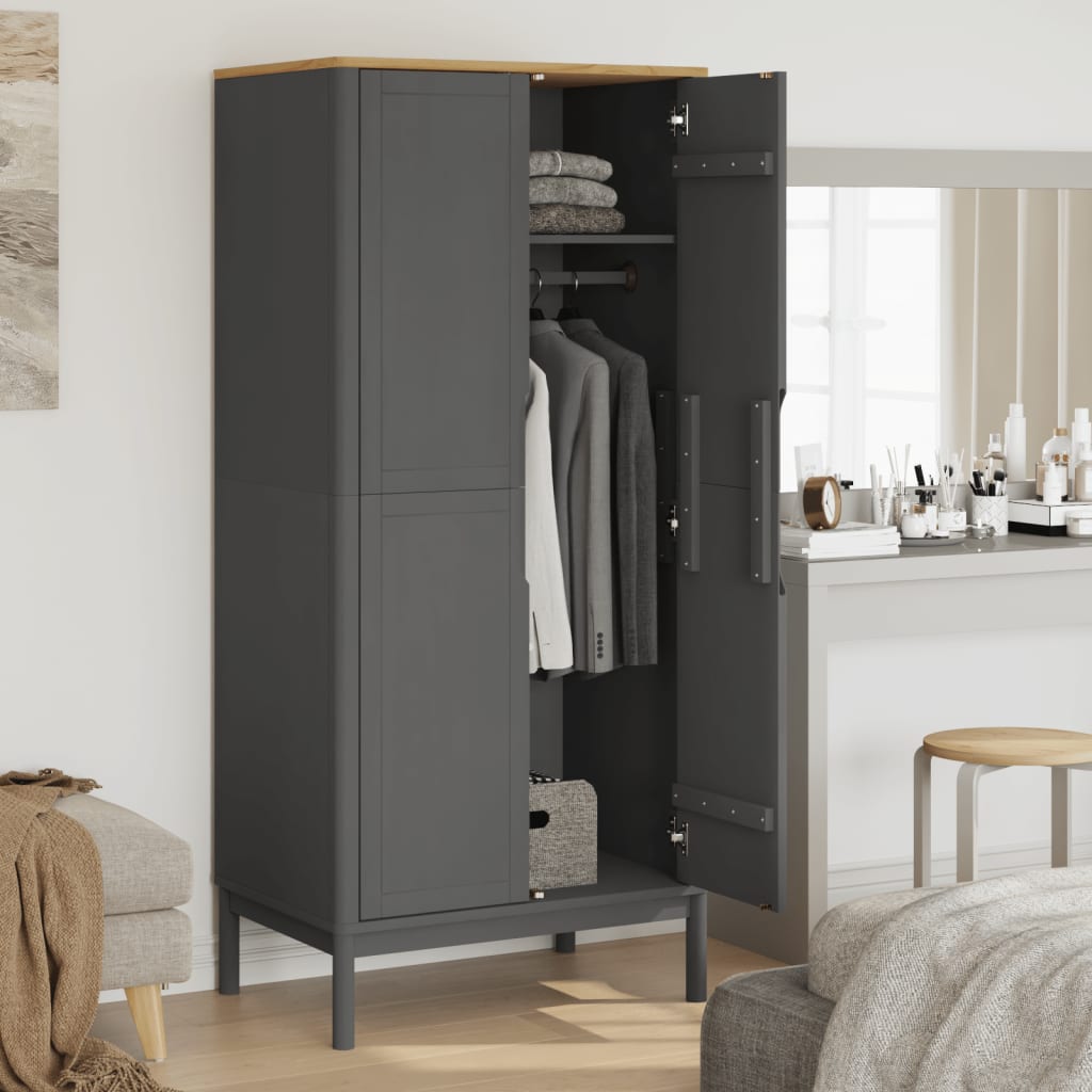 Wardrobe "FLORO" Grey 77x53x171 cm Solid Wood Pine