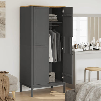 Wardrobe "FLORO" Grey 77x53x171 cm Solid Wood Pine