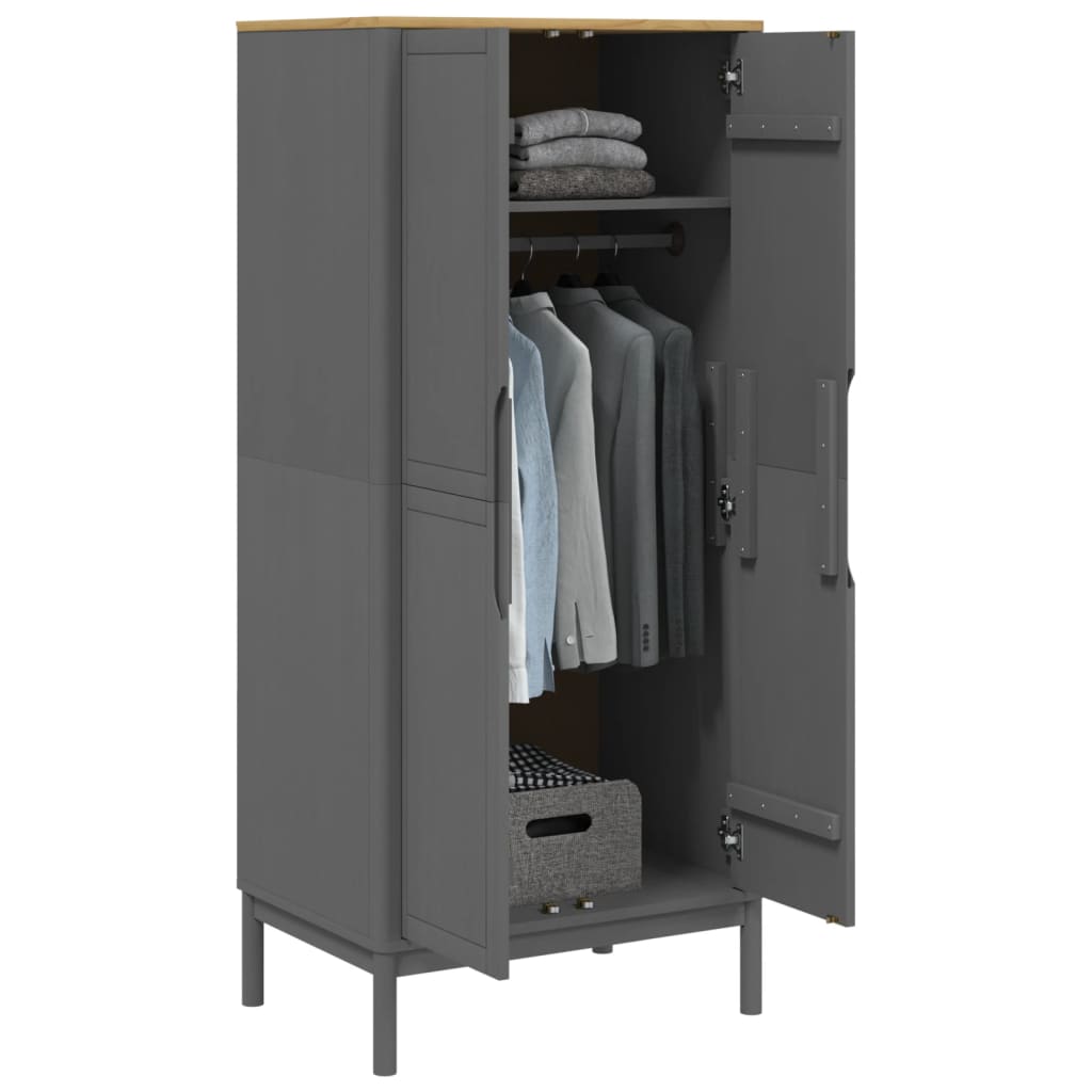 Wardrobe "FLORO" Grey 77x53x171 cm Solid Wood Pine