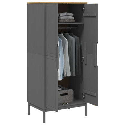 Wardrobe "FLORO" Grey 77x53x171 cm Solid Wood Pine