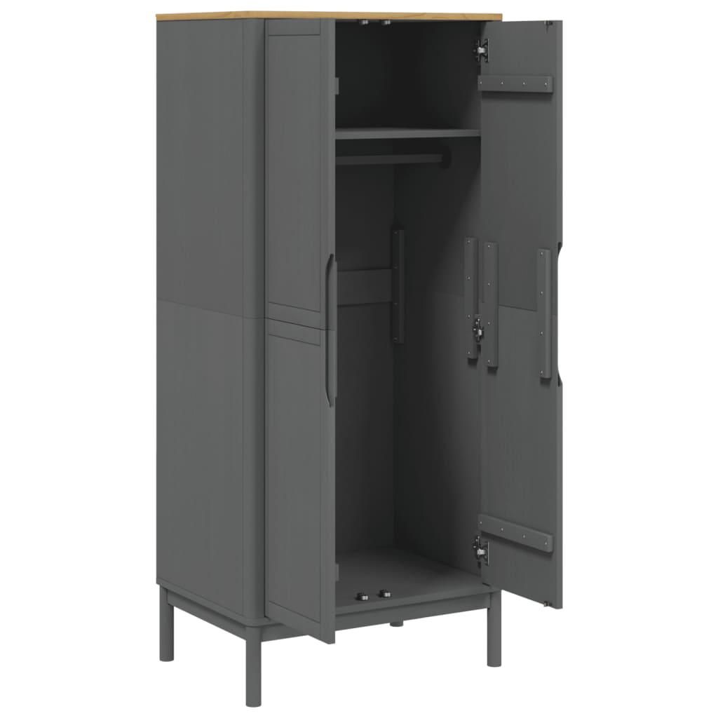 Wardrobe "FLORO" Grey 77x53x171 cm Solid Wood Pine