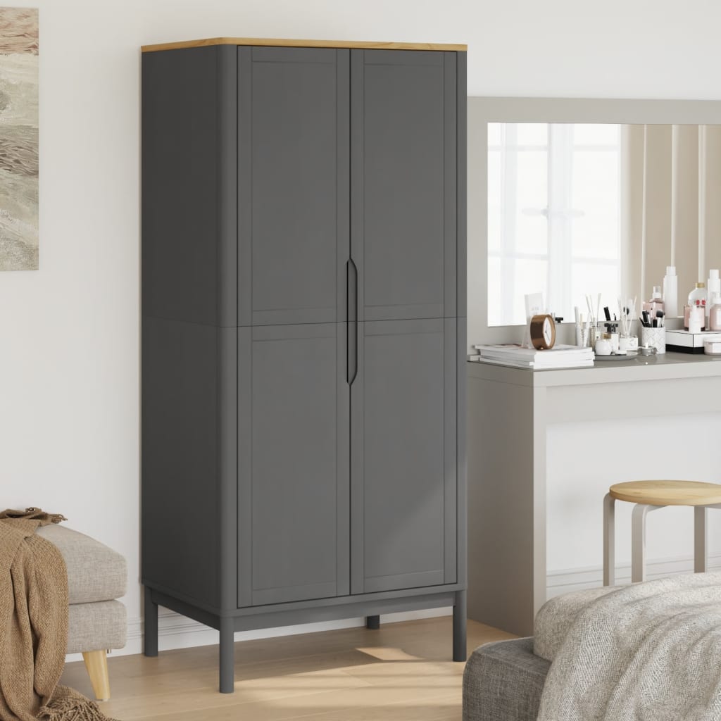 Wardrobe "FLORO" Grey 77x53x171 cm Solid Wood Pine