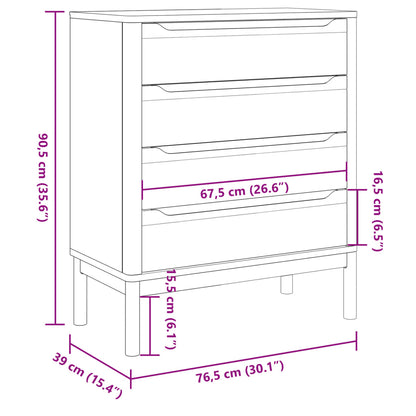 Chest of Drawers FLORO Wax Brown Solid Wood Pine
