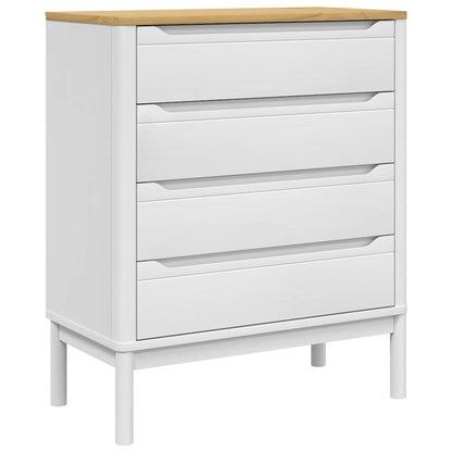 Chest of Drawers FLORO White Solid Wood Pine