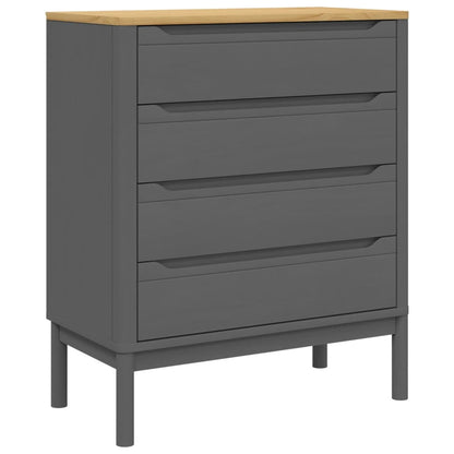 Chest of Drawers FLORO Grey cm Solid Wood Pine