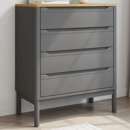 Chest of Drawers FLORO Grey cm Solid Wood Pine