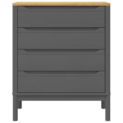 Chest of Drawers FLORO Grey cm Solid Wood Pine