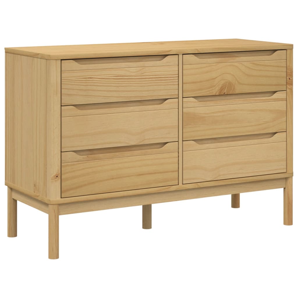 Chest of Drawers "FLORO" Wax Brown Solid Wood Pine
