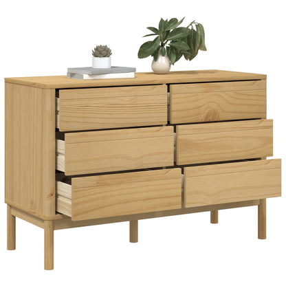 Chest of Drawers "FLORO" Wax Brown Solid Wood Pine