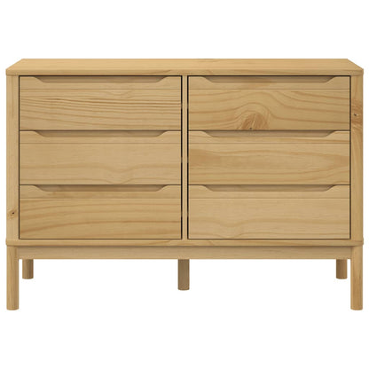 Chest of Drawers "FLORO" Wax Brown Solid Wood Pine