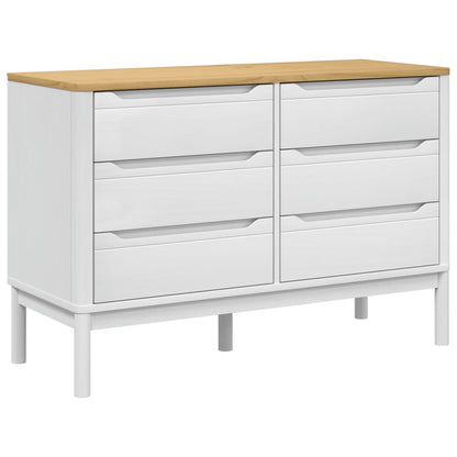 Chest of Drawers FLORO White Solid Wood Pine