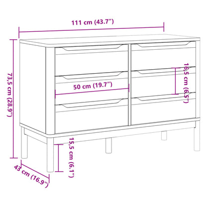 Chest of Drawers FLORO White Solid Wood Pine