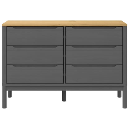 Chest of Drawers FLORO Grey Solid Wood Pine