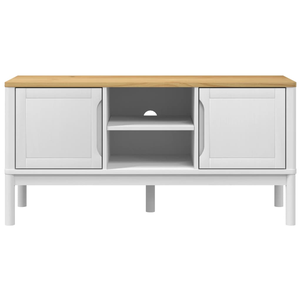 TV Cabinet "FLORO" White 114x43x55 cm Solid Wood Pine