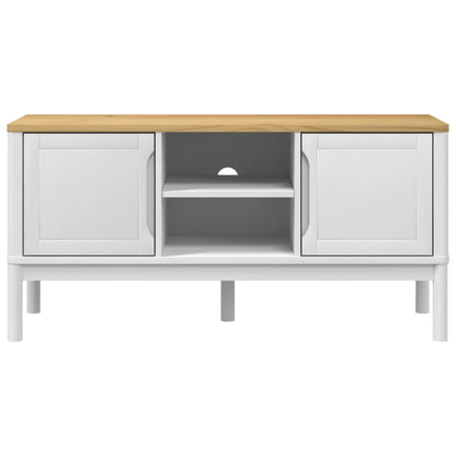 TV Cabinet "FLORO" White 114x43x55 cm Solid Wood Pine