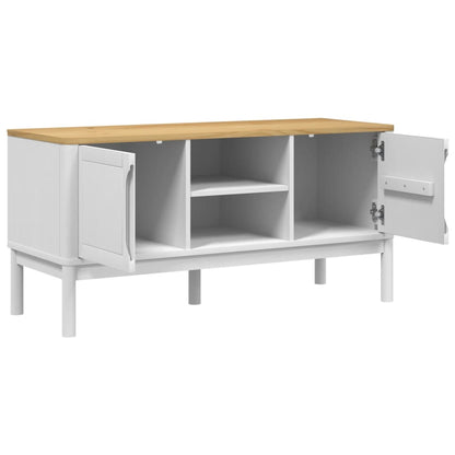 TV Cabinet "FLORO" White 114x43x55 cm Solid Wood Pine